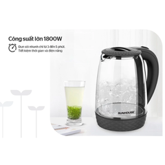 Ấm siêu tốc thủy tinh Sunhouse SHD1215B
