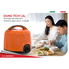 Nồi cơm điện 1.2L Baretti BRD822OR
