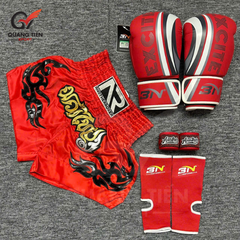 COMBO TẬP BOXING CƠ BẢN GĂNG BOXING + BĂNG ĐA + QUẦN MUAY + TẤT BẢO VỆ - ĐỎ