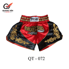 Quần Muay Thái Chính Hãng Muay Thai Short Chất Liệu Satin Cao Cấp | Twins đỏ cổ điển QT-072