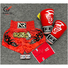 COMBO TẬP BOXING CƠ BẢN GĂNG BOXING + BĂNG ĐA + QUẦN MUAY + TẤT BẢO VỆ - ĐỎ
