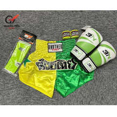 COMBO TẬP BOXING CƠ BẢN GĂNG BOXING + BĂNG ĐA + QUẦN MUAY + TẤT BẢO VỆ - Xanh Lá