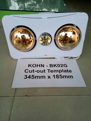 Đèn sưởi nhà tắm 2 bóng âm trần Braun Kohn BK02G không có điều khiển