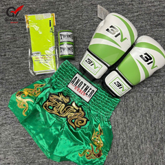 COMBO TẬP BOXING CƠ BẢN GĂNG BOXING + BĂNG ĐA + QUẦN MUAY + TẤT BẢO VỆ - Xanh Lá