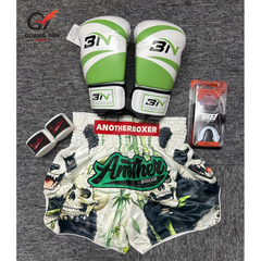 COMBO TẬP BOXING CƠ BẢN GĂNG BOXING + BĂNG ĐA + QUẦN MUAY + TẤT BẢO VỆ - Xanh Lá