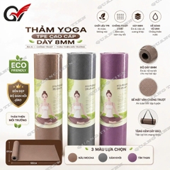 Thảm Yoga Eco Friendly 8mm Cao Cấp TPE Chống Trượt Êm Ái Bảo Vệ Khớp Tạ Yoga Pilates Gym Tại Nhà