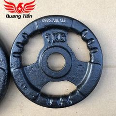 Tạ bánh gang 7 kg, miếng tạ gang 7 kg , đĩa tạ gang 7kg 3 cánh QT08
