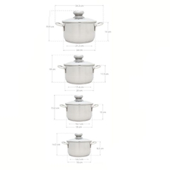 Bộ Nồi Inox Vancouver 4 Chiếc Cao Cấp Nắp Inox