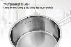 Bộ nồi inox 304 Sillit FIVESTAR cao cấp 5 chiếc 3 đáy (nắp kính) 10 pcs
