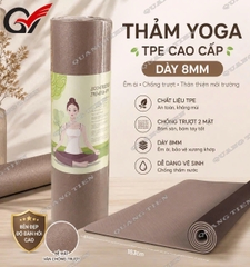 Thảm Yoga Eco Friendly 8mm Cao Cấp TPE Chống Trượt Êm Ái Bảo Vệ Khớp Tạ Yoga Pilates Gym Tại Nhà