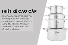 Bộ 4 Nồi Inox 304 3 Lớp Roman Fivestar Nắp Inox 07pcs