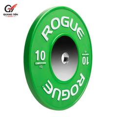 Tạ bánh cao su lõi thép nhỏ ROGUE cao cấp 10kg lỗ 50 nhập khẩu - màu Xanh Lá (1 cặp)