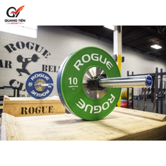 Tạ bánh cao su lõi thép nhỏ ROGUE cao cấp 10kg lỗ 50 nhập khẩu - màu Xanh Lá (1 cặp)