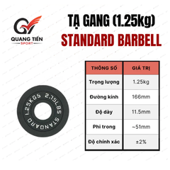 Tạ gang Standard Barbell - 01 cặp bánh tạ gang tập gym, tập tạ đủ size