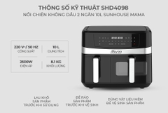 Nồi chiên không dầu 2 ngăn 10L Sunhouse Mama SHD4098