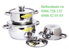 Bộ Nồi Inox Fivestar Cool 3 Chiếc nắp inox QT58