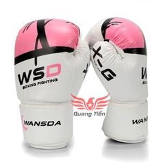 Găng tay boxing WSD chính hãng màu trắng hồng