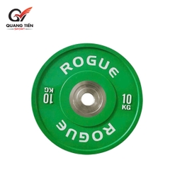 Tạ bánh cao su lõi thép nhỏ ROGUE cao cấp 10kg lỗ 50 nhập khẩu - màu Xanh Lá (1 cặp)