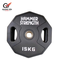 Tạ bánh cao su lõi thép Hammer Strength màu đen cao cấp lỗ 50 nhập khẩu (giá theo set 2.5 - 25kg)