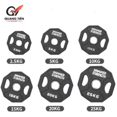 Tạ bánh cao su lõi thép Hammer Strength màu đen cao cấp lỗ 50 nhập khẩu (giá 1 cặp)