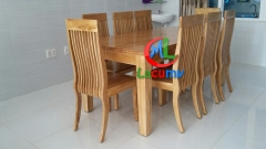 BỘ BÀN ĂN CHỮ NHẬT 2M GỖ TẦN BÌ (SỒI NGA) - BBA07