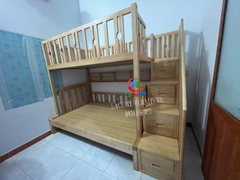 GIƯỜNG 2 TẦNG (1M2-1M4) CẦU THANG HỘC KÉO GỖ TẦN BÌ - GN30