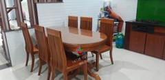 BỘ BÀN ĂN OVAL 1m8 GỖ TẦN BÌ (SỒI NGA) 06 - BBA06