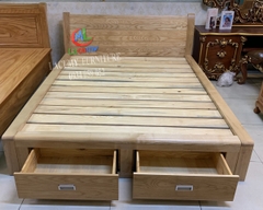 GIƯỜNG KIỂU NHẬT ĐẦU GIƯỜNG RON THẲNG GỖ TẦN BÌ (SỒI NGA) HK ĐUÔI -GN06(1m8)