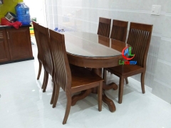 BỘ BÀN ĂN OVAL 1m8 GỖ TẦN BÌ (SỒI NGA) 06 - BBA06