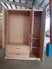 TỦ ÁO 3 CÁNH 1M4 CÁNH CHỚP (LÁ SÁCH) GỖ TẦN BÌ - TU12