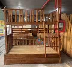 GIƯỜNG 3 TẦNG (1M2-1M4-1M2) CẦU THANG LEO GỖ TẦN BÌ - GN29B