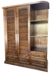 TỦ ÁO 3 CÁNH 1M6 CÁNH CHỚP + KỆ TẦNG BÊN PHẢI (TU17)