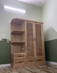 TỦ ÁO 3 CÁNH 1M6 CÁNH CHỚP + KỆ TẦNG BÊN TRÁI (TU16)