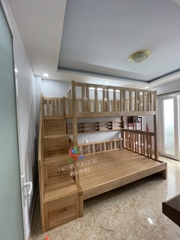 GIƯỜNG 2 TẦNG (1M2-1M4) CẦU THANG HỘC KÉO GỖ TẦN BÌ - GN30