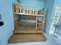 GIƯỜNG 3 TẦNG (1M2-1M4-1M2) CẦU THANG LEO GỖ TẦN BÌ - GN29