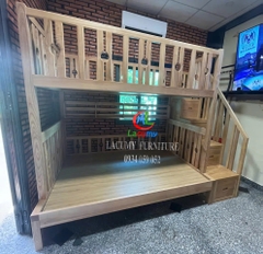 GIƯỜNG 2 TẦNG (1M2-1M4) CẦU THANG HỘC KÉO GỖ TẦN BÌ - GN30