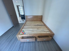 GIƯỜNG KIỂU NHẬT ĐẦU GIƯỜNG RON THẲNG GỖ TẦN BÌ (SỒI NGA) HK ĐUÔI -GN06(1m8)