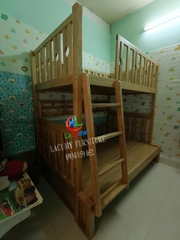 GIƯỜNG 2 TẦNG (1M2-1M4) CẦU THANG LEO GỖ TẦN BÌ - GN31
