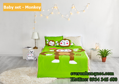 Bộ chăn ga gối Everon Baby set - Monkey