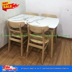 Bàn 1m2 giả đá 4 ghế Mango mặt gỗ – Sang trọng, bền đẹp, tinh tế cho mọi nhà