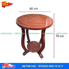 Bàn Vintage Mặt Tròn 60 – Cao 70cm, Bốn Chân Cong Mềm