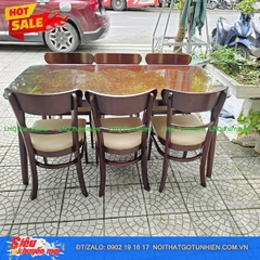 Bộ bàn 1m6 6 ghế Panda – Màu tự nhiên mộc mạc và màu Walnut sang trọng