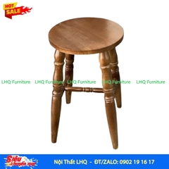 Ghế Đôn Gỗ Vintage – Mặt Tròn 30, Cao 45cm, 4 Chân Tiện
