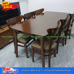 Bộ bàn 1m6 6 ghế Panda – Màu tự nhiên mộc mạc và màu Walnut sang trọng