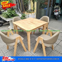 Bộ bàn ăn 4 ghế chữ A bàn vuông 80cm – Gỗ tự nhiên, thiết kế độc đáo cho không gian nhỏ