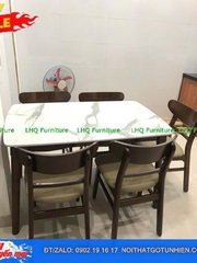 Bộ bàn ăn 1m2 giả đá 4 ghế Mango nệm – Mặt bàn sang trọng, ghế êm ái, gỗ tự nhiên