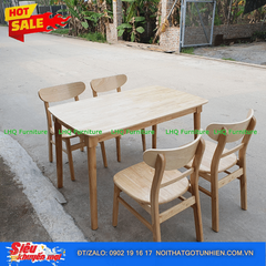 Bộ bàn ăn gỗ 1m2 4 ghế Mango mặt gỗ – Nguyên bản tự nhiên, bền đẹp, tinh tế