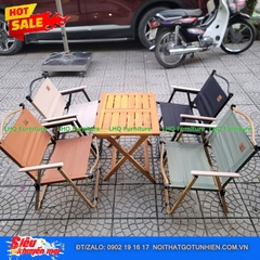 Bộ Bàn Chữ Nhật 40x60 + 4 Ghế Camping – Gọn Nhẹ, Bền Đẹp, Giá Tốt