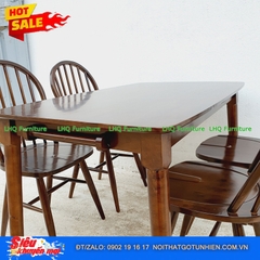Bộ bàn ăn 1m2 4 ghế 6 nan màu walnut – Sang trọng, thoáng mát, tinh tế cho phòng ăn