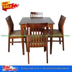 Bộ bàn ăn vuông 80 4 ghế Bingo – Gỗ tự nhiên, thiết kế cách điệu trẻ trung, tiết kiệm diện tích